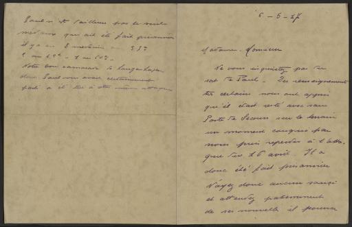 Lettres envoyées aux parents de Paul Curie et à Paul, 6 mai 1917-17 mars 1918 (5 lettres).